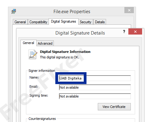 Screenshot of the UAB Digiteka certificate